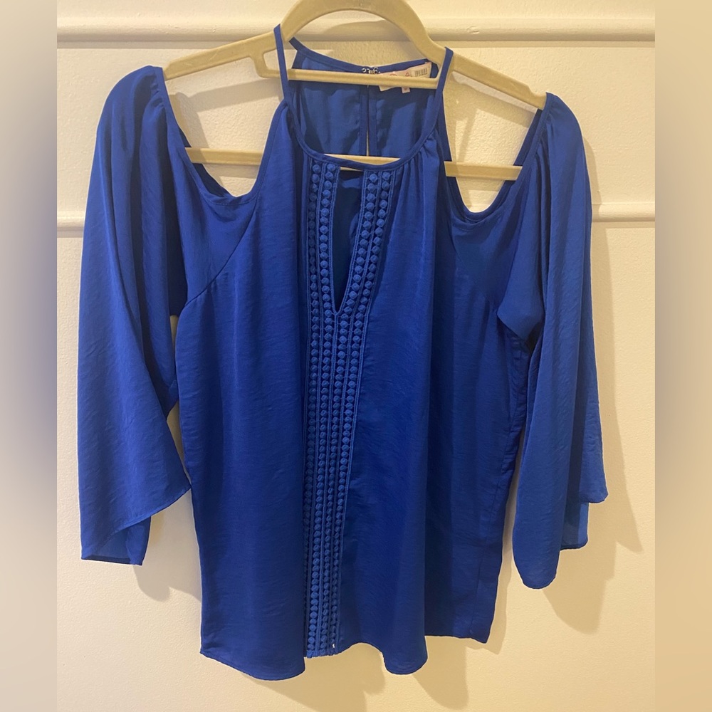 Parker Cobalt Blue Open Shoulder Blouse - Medium